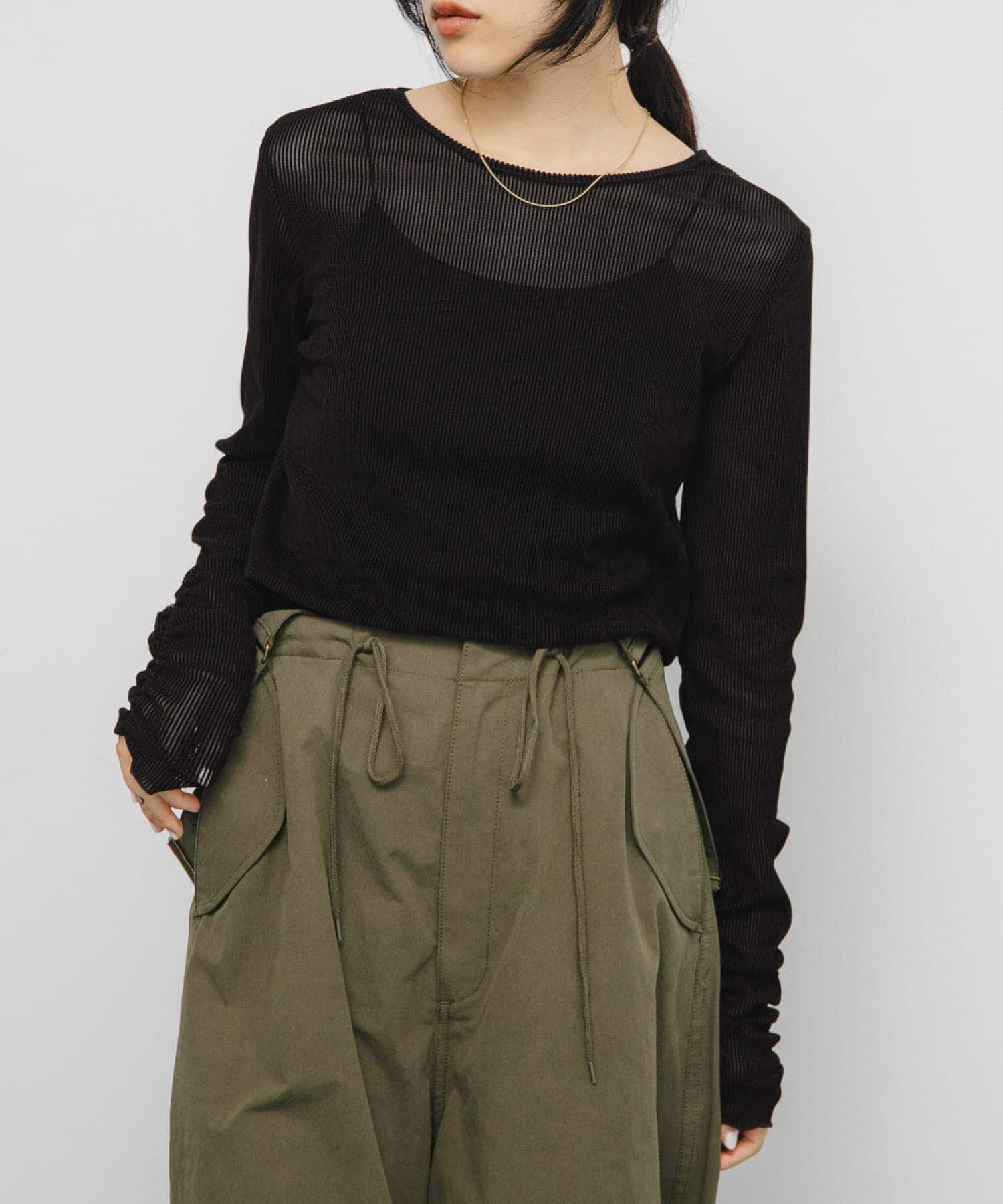  「シアーベロアシャーリングスリーブトップス」|Tシャツ・カットソー|