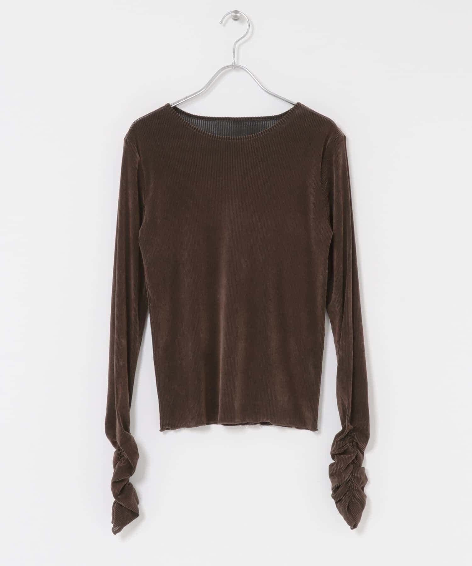  「シアーベロアシャーリングスリーブトップス」|Tシャツ・カットソー|