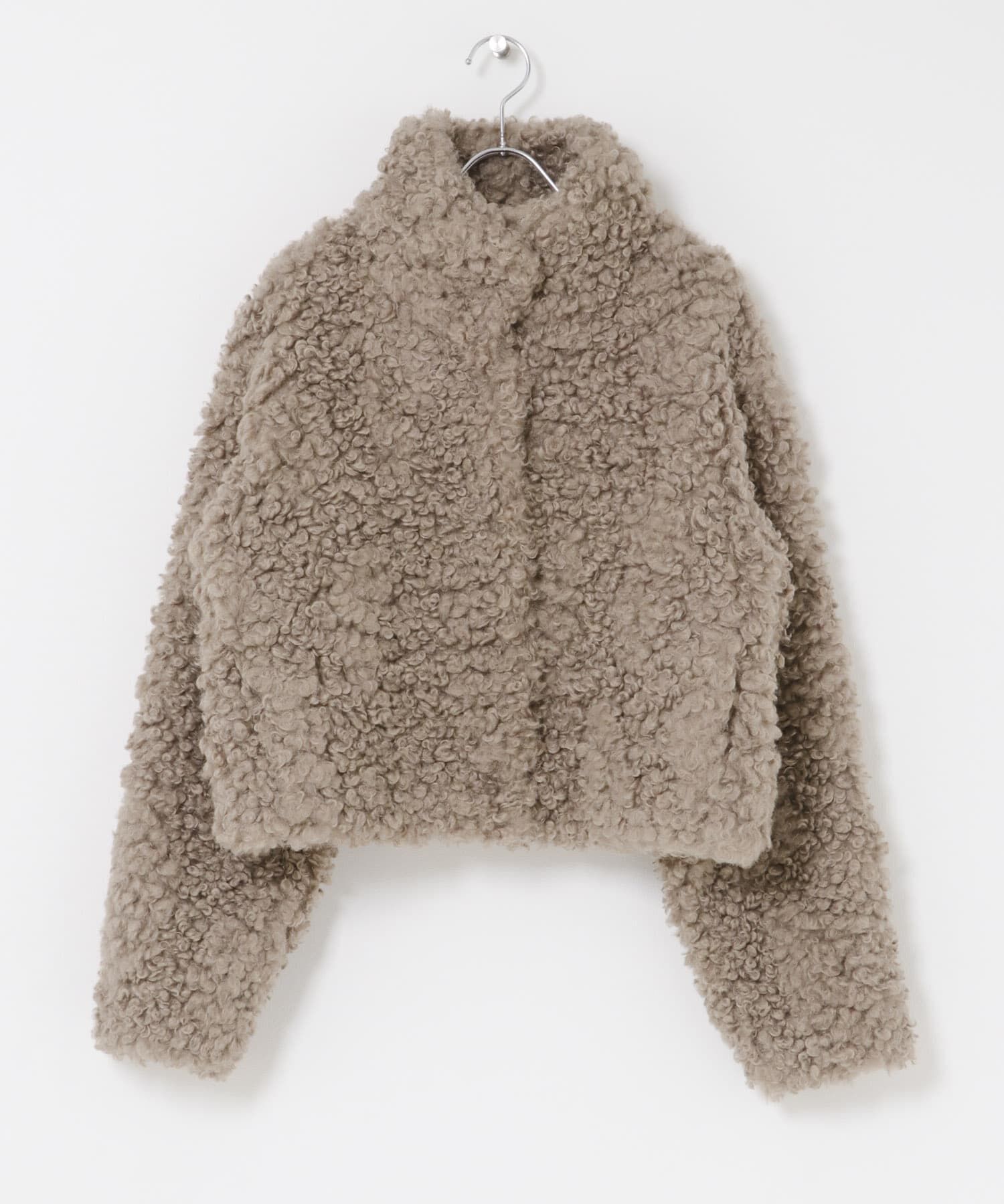  「フォルムボアジャケット」|ノーカラーコート|