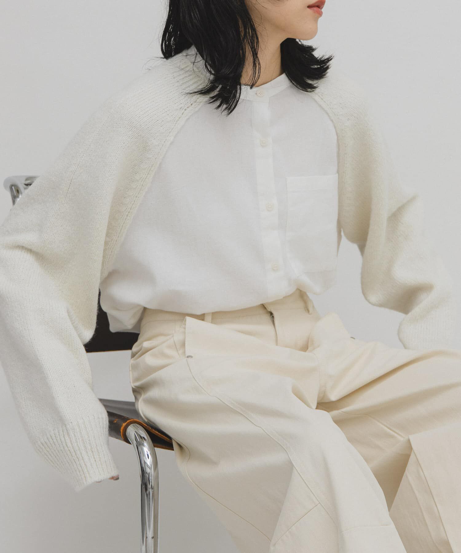  「ニットスリーブデザインシャツ」|シャツ・ブラウス|オフホワイト
