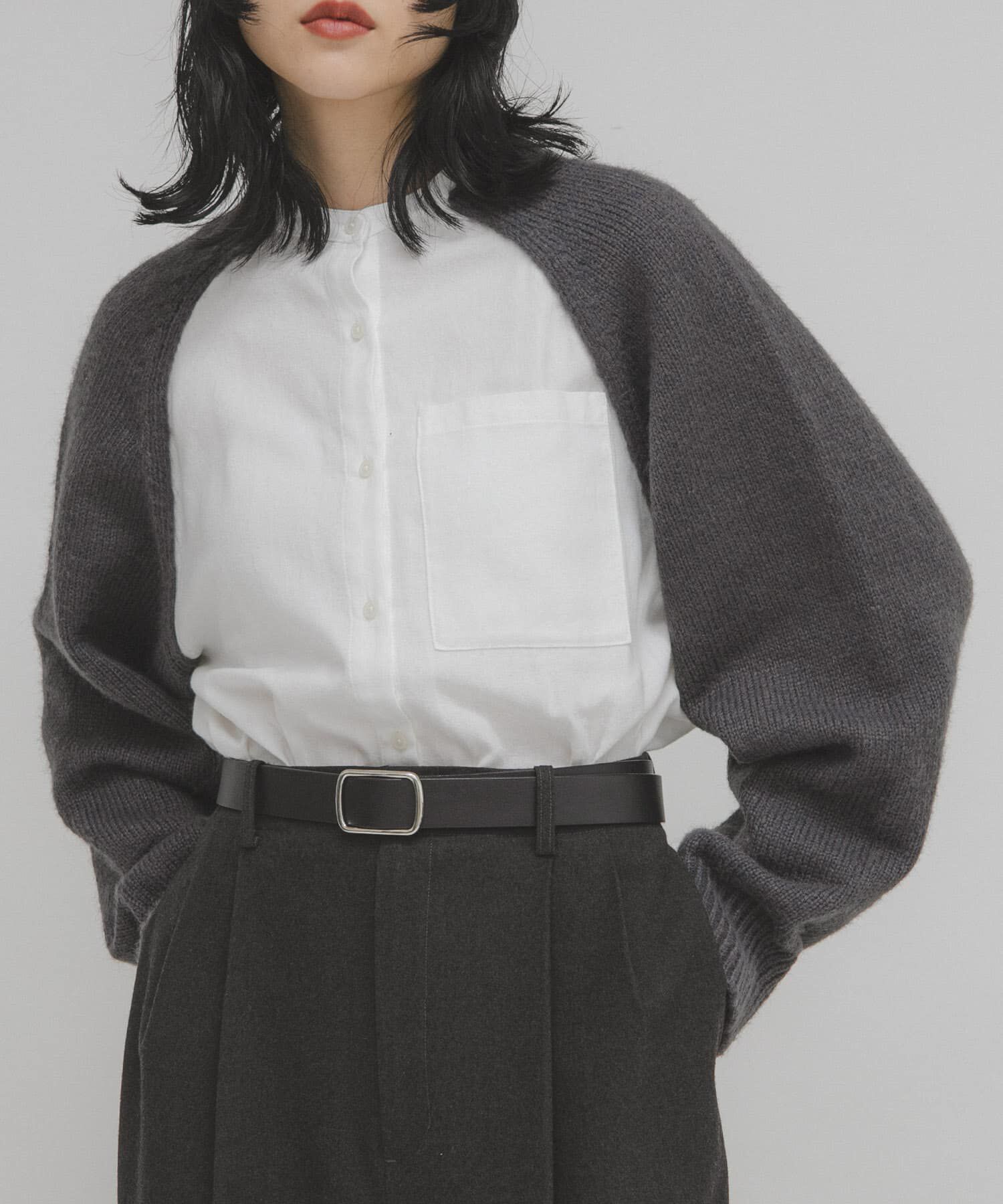  「ニットスリーブデザインシャツ」|シャツ・ブラウス|グレー系その他