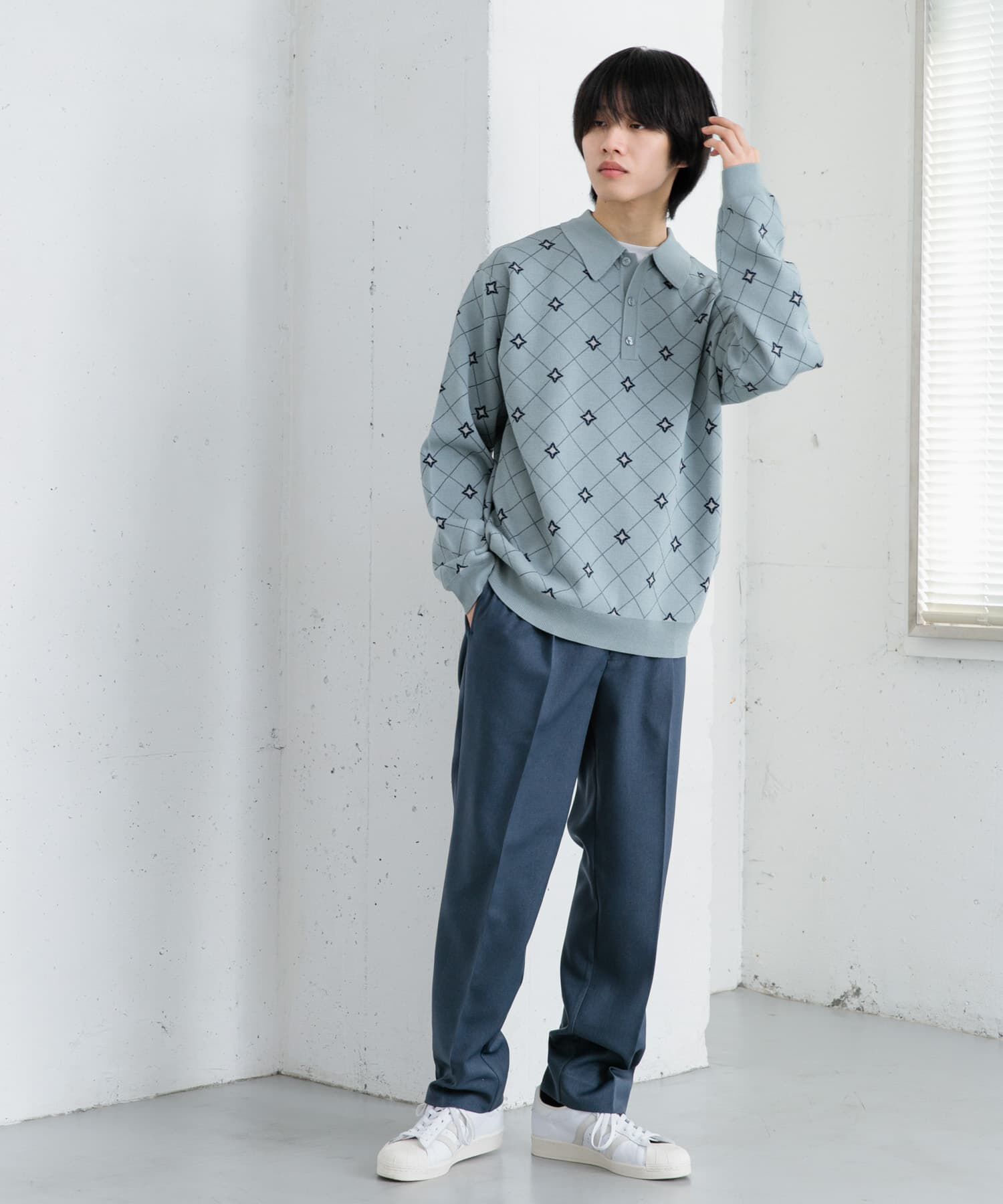 SENSE OF PLACE by URBAN RESEARCH「フラワージャガードニットポロ」|ニット・セーター|