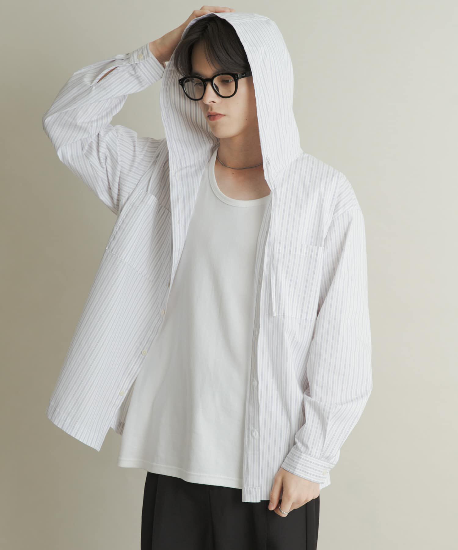 SENSE OF PLACE by URBAN RESEARCH「ストライプフーディールーズシャツ」|シャツ・ブラウス|