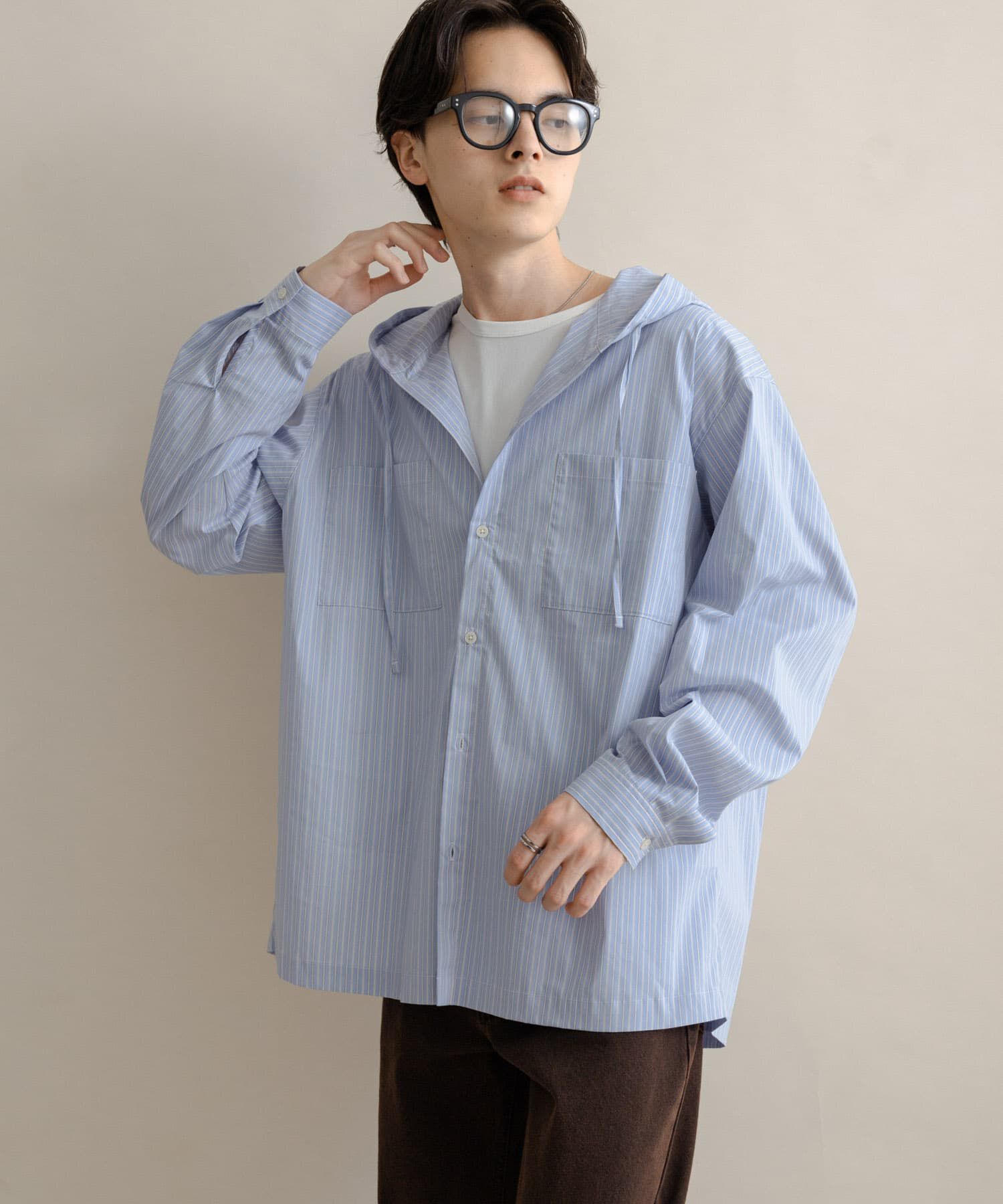 SENSE OF PLACE by URBAN RESEARCH「ストライプフーディールーズシャツ」|シャツ・ブラウス|