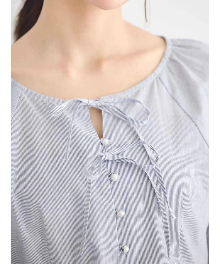 earth music&ecology「ラメストライプリボンブラウス」|シャツ・ブラウス|