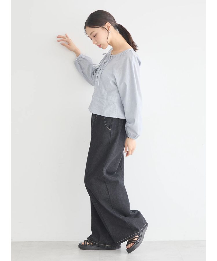 earth music&ecology「ラメストライプリボンブラウス」|シャツ・ブラウス|