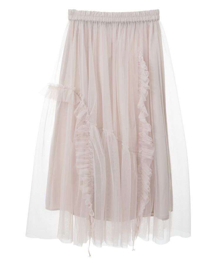 earth music&ecology「チュールアシンメトリーフリルスカート」|フレア|