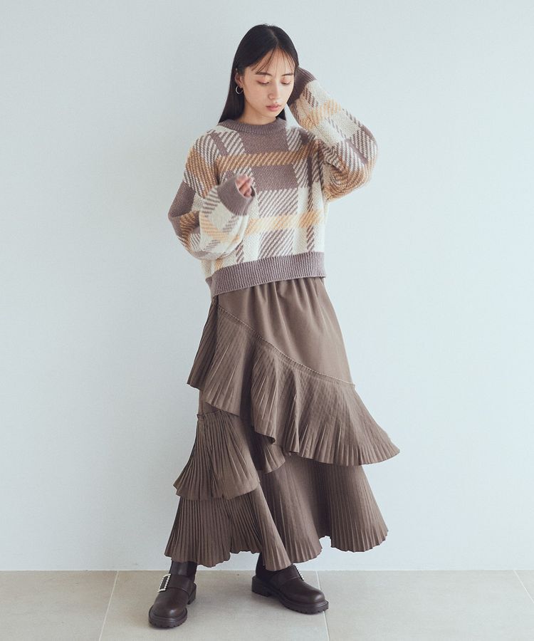 earth music&ecology「プリーツティアードスカート」|フレア|