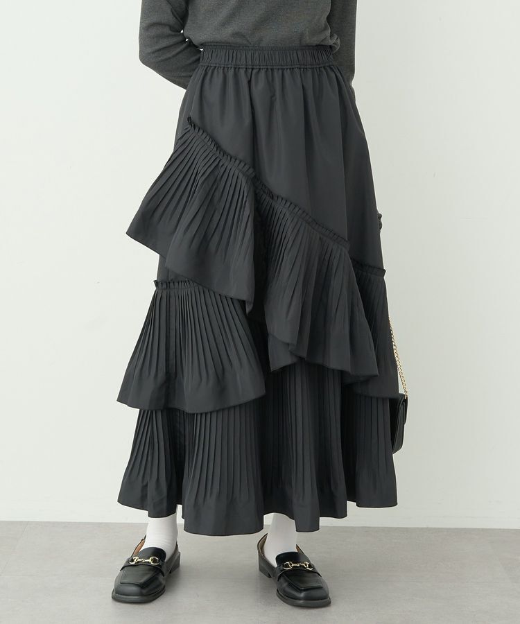 earth music&ecology「プリーツティアードスカート」|フレア|