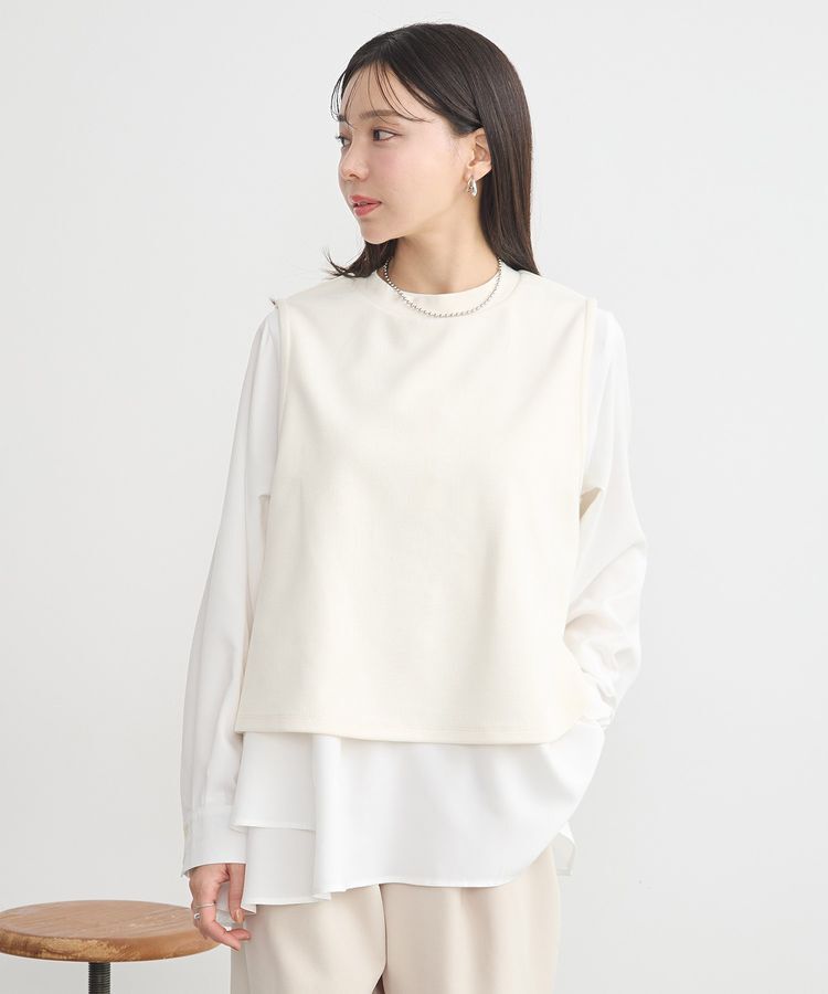 earth music&ecology「SET2点 ベスト+バックティアードブラウス」|シャツ・ブラウス|