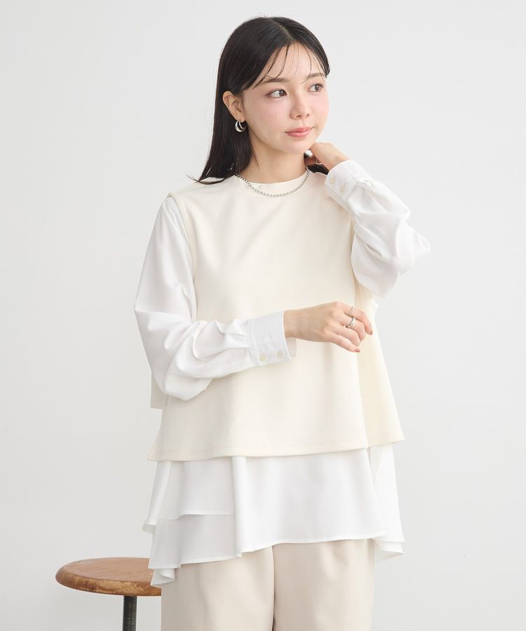 earth music&ecology「SET2点 ベスト+バックティアードブラウス」|シャツ・ブラウス|