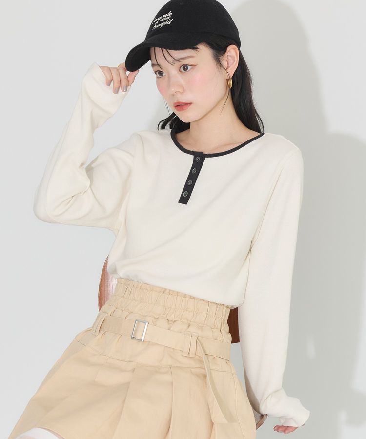 earth music&ecology「2WAY釦リブプルオーバー」|Tシャツ・カットソー|