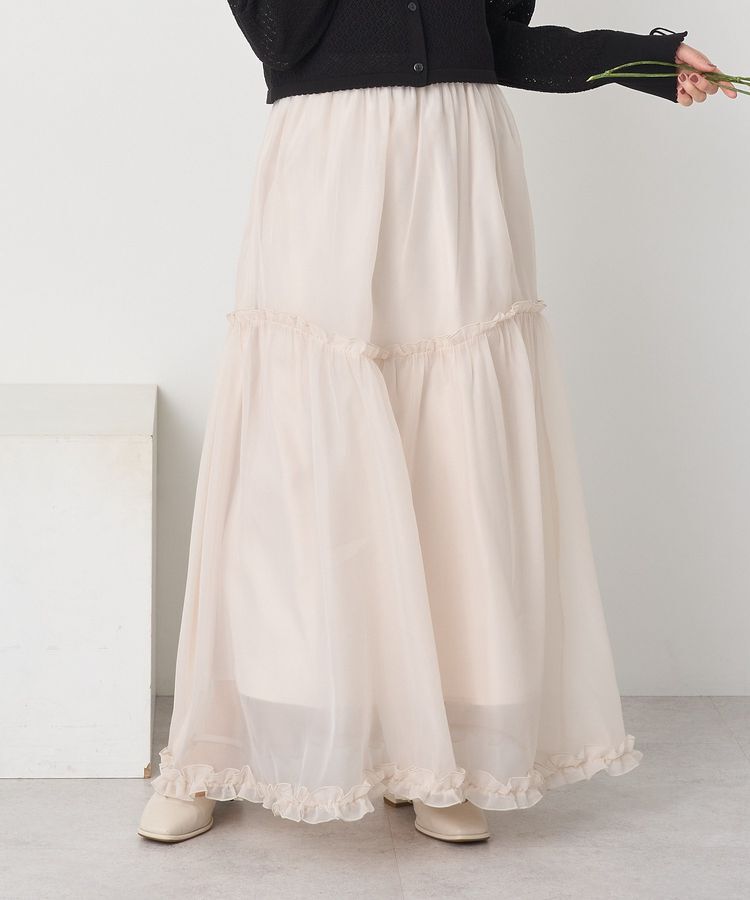 earth music&ecology「オーガンジーフリルヘムスカート」|フレア|