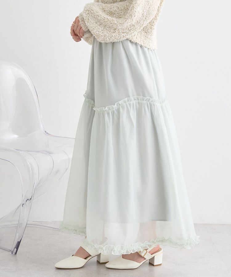 earth music&ecology「オーガンジーフリルヘムスカート」|フレア|