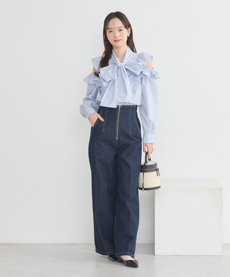 earth music&ecology「フロントZIPバックレースアップデニム」|デニム|