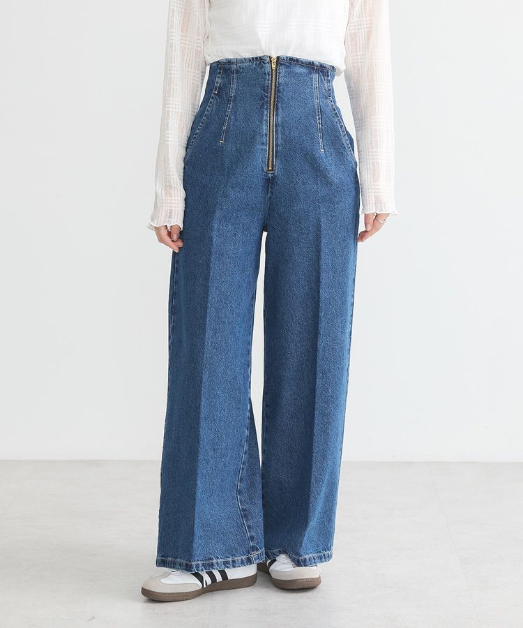 earth music&ecology「フロントZIPバックレースアップデニム」|デニム|
