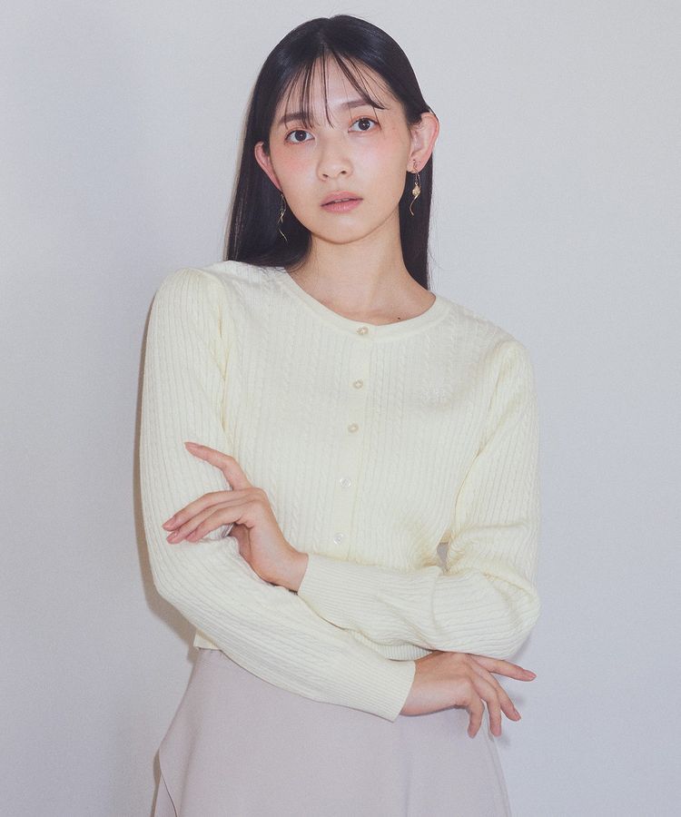 earth music&ecology「ミニケーブルコンパクトカーディガン」|カーディガン|