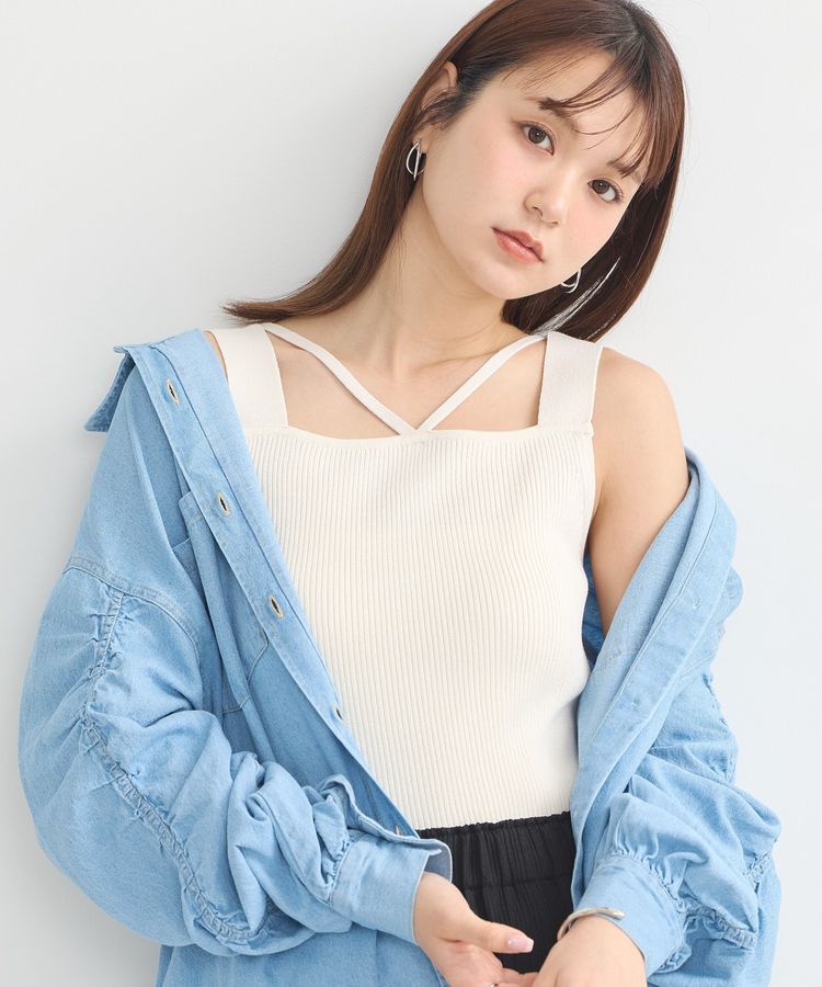 earth music&ecology「レイヤードニットタンクトップ」|キャミソール|Ivory