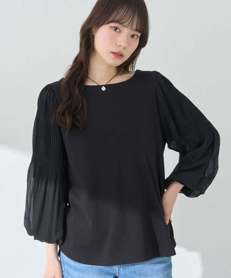 earth music&ecology「マジョリカプリーツプルオーバー」|Tシャツ・カットソー|Black