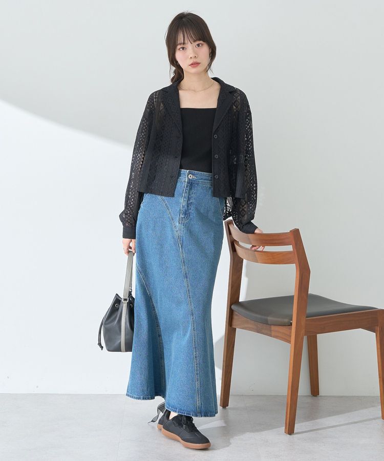 earth music&ecology「スパンコールレースショートシャツ」|シャツ・ブラウス|