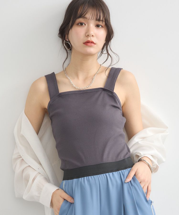 earth music&ecology「ワイドストラップキャミソール」|キャミソール|Charcoal Gray