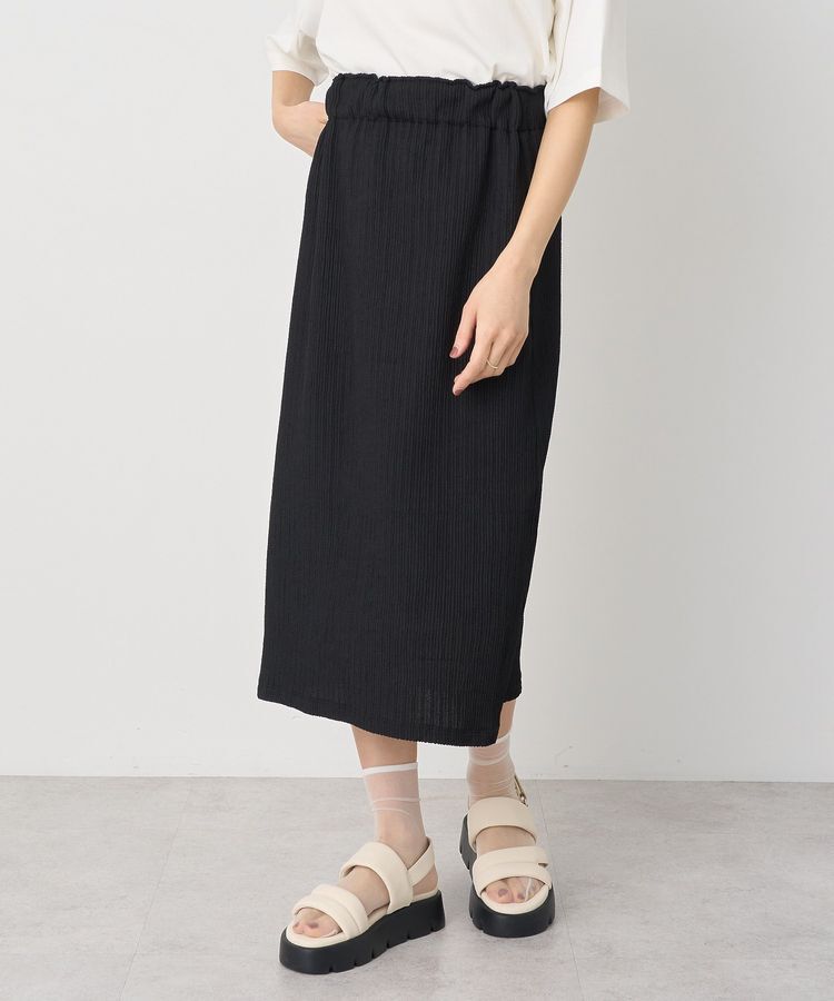 earth music&ecology「選べる丈カットナロースカート」|タイト|Black