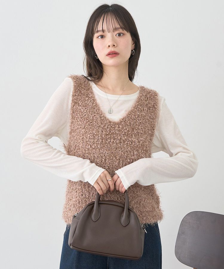 earth music&ecology「ポンポンヤーンベスト」|ベスト・ジレ|