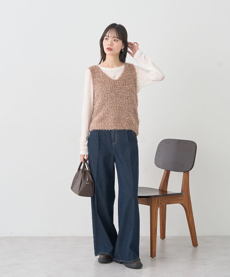 earth music&ecology「ポンポンヤーンベスト」|ベスト・ジレ|