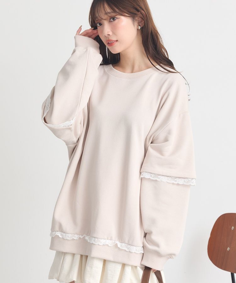 earth music&ecology「レーススウェットプルオーバー」|スウェット・ジャージ|