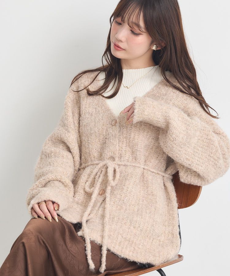 earth music&ecology「MIXカラーブークレカーディガン」|カーディガン|