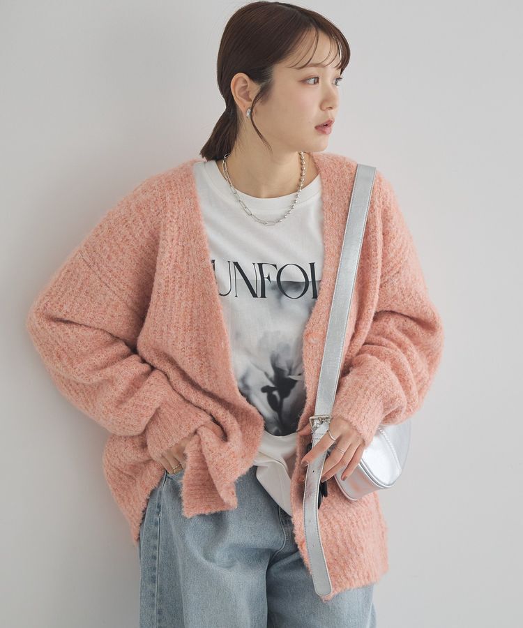 earth music&ecology「MIXカラーブークレカーディガン」|カーディガン|