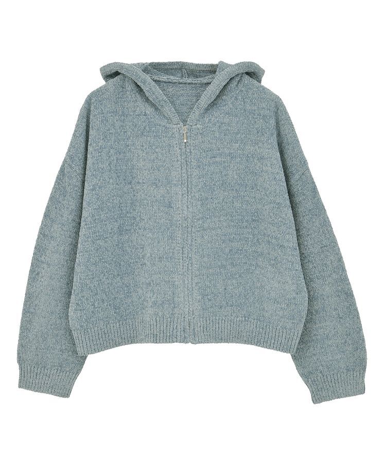 earth music&ecology「ベロアフーディージップニットカーディガン」|カーディガン|