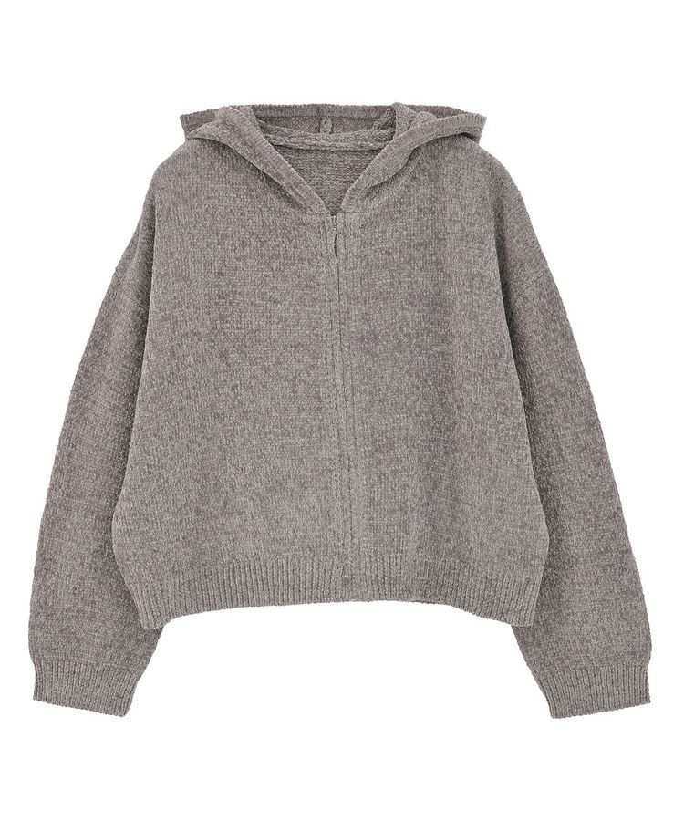 earth music&ecology「ベロアフーディージップニットカーディガン」|カーディガン|