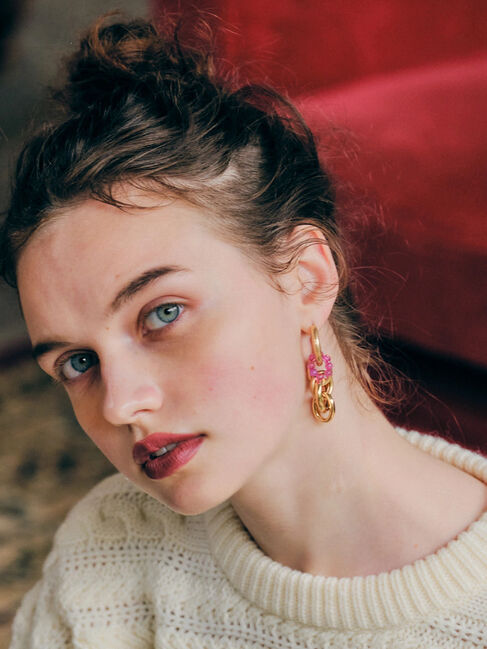  「アシンメトリーピアスA(チェーン&times;クリアビーズ)」|その他|