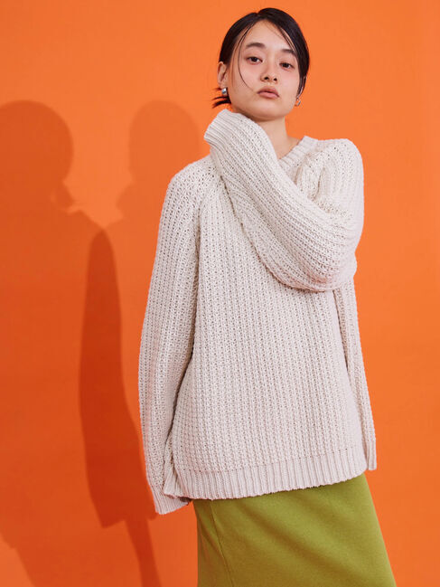  「ざっくりラグランニットプルオーバー」|ニット・セーター|アイボリー