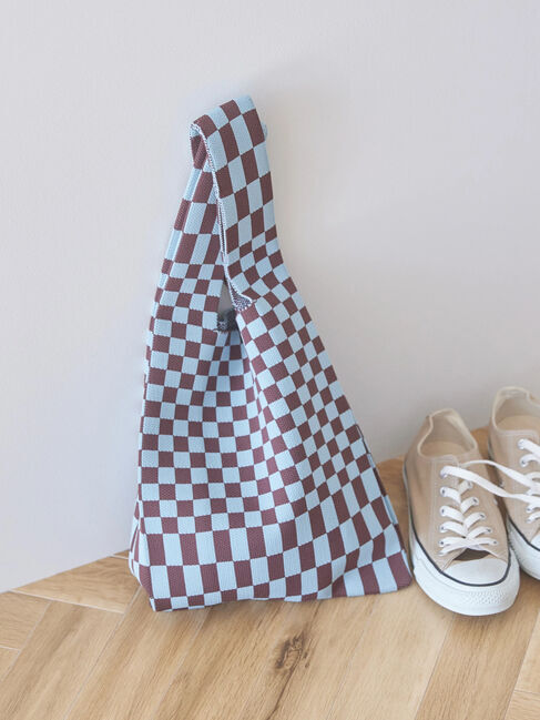  「ニットジャガードBAG」|ハンドバッグ|サックスブルー