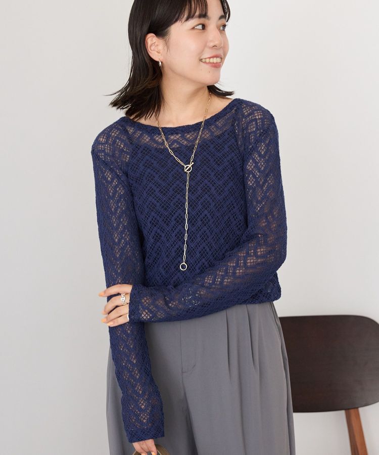 AMERICAN HOLIC「レース長袖プルオーバー」|Tシャツ・カットソー|Navy