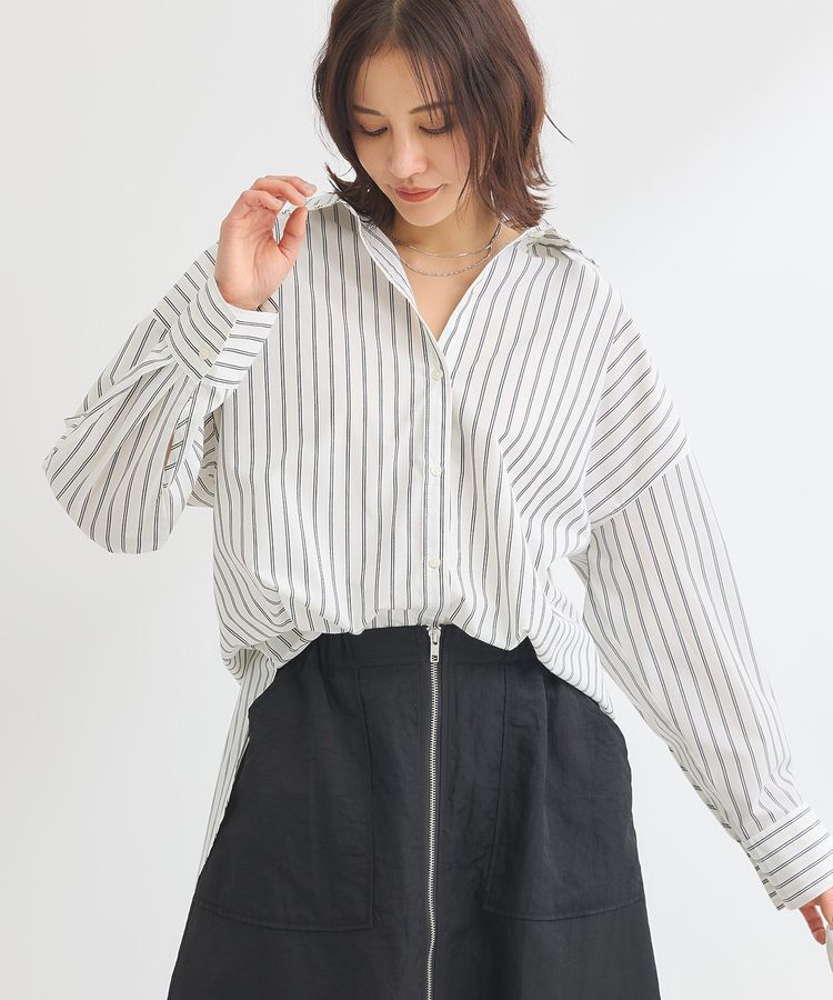 Green Parks「イージーケアストライプシャツ」|シャツ・ブラウス|Off White