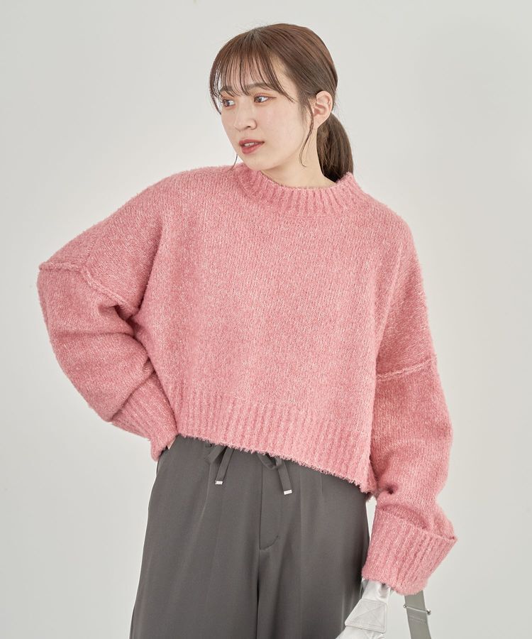 Green Parks「・Petit Fleur ブークレワイドニット」|ニット・セーター|Pink