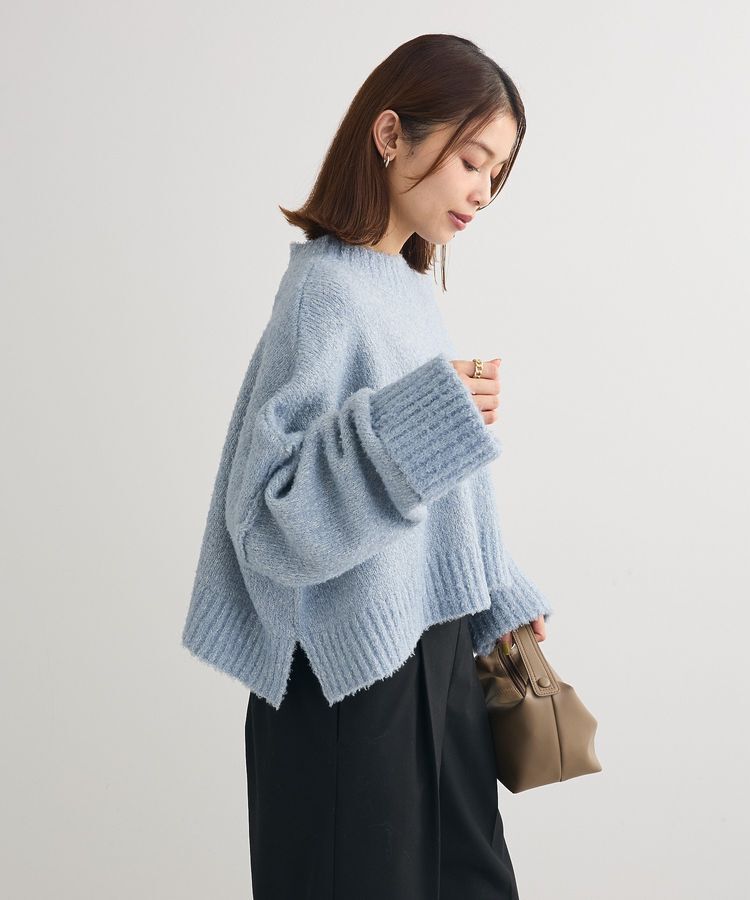 Green Parks「・Petit Fleur ブークレワイドニット」|ニット・セーター|Blue