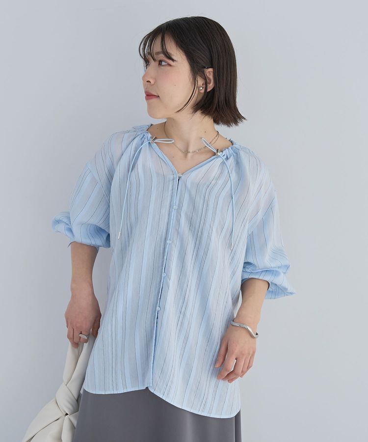 Green Parks「ドロストネックシアーストライプチュニック」|シャツ・ブラウス|
