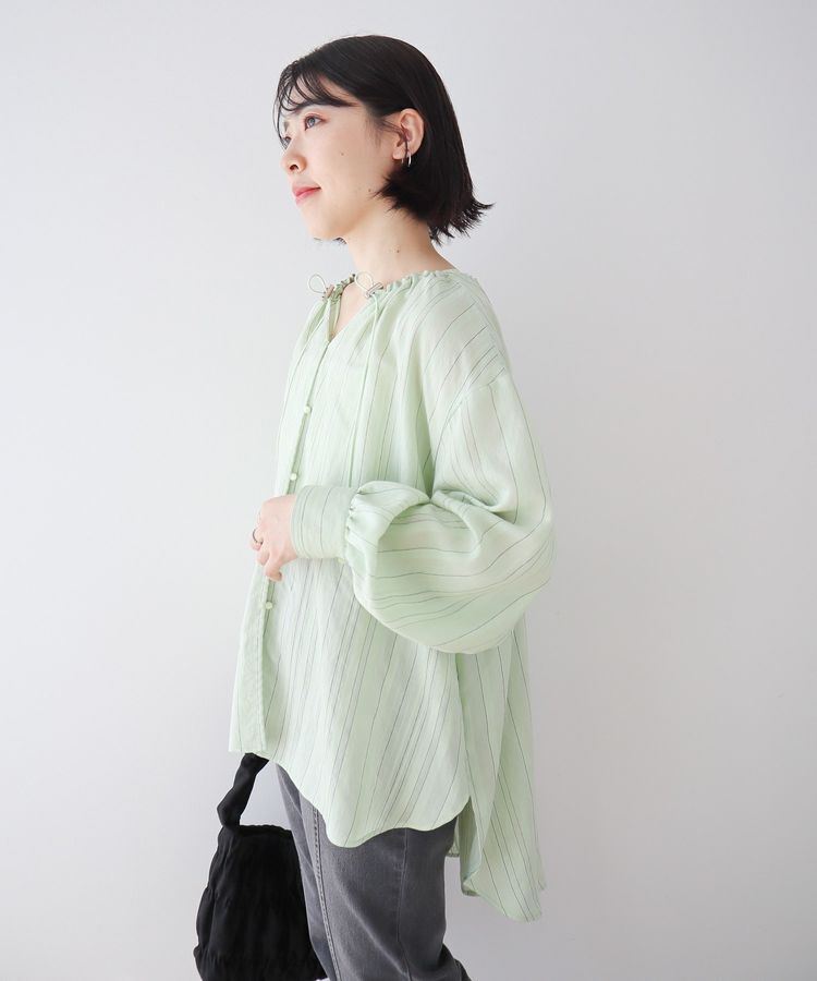 Green Parks「ドロストネックシアーストライプチュニック」|シャツ・ブラウス|