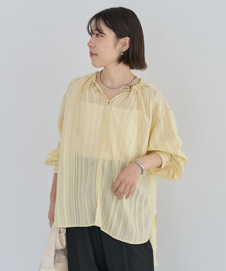 Green Parks「ドロストネックシアーストライプチュニック」|シャツ・ブラウス|Yellow