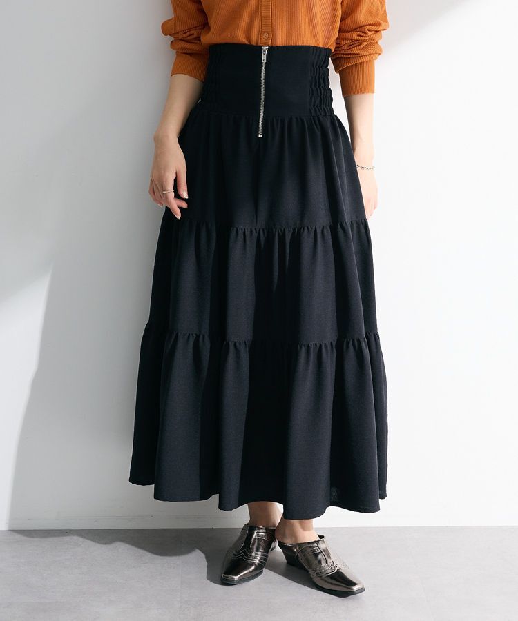 Green Parks「・ELENCARE DUE リネンライクティアードスカート」|フレア|Black