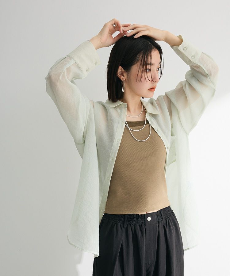 Green Parks「・ELENCARE DUE ラメシアー長袖シャツ」|シャツ・ブラウス|Mint