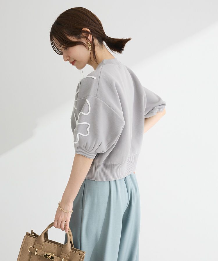 Green Parks「・ELENCARE DUE ライン刺繍5分袖ニット」|ニット・セーター|