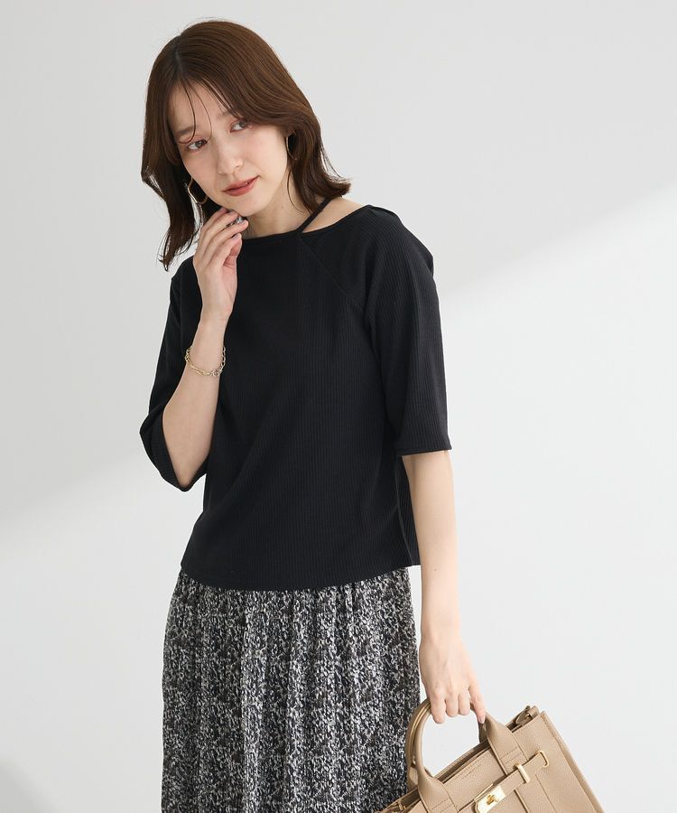 Green Parks「5分袖テレコリブプルオーバー」|Tシャツ・カットソー|Black