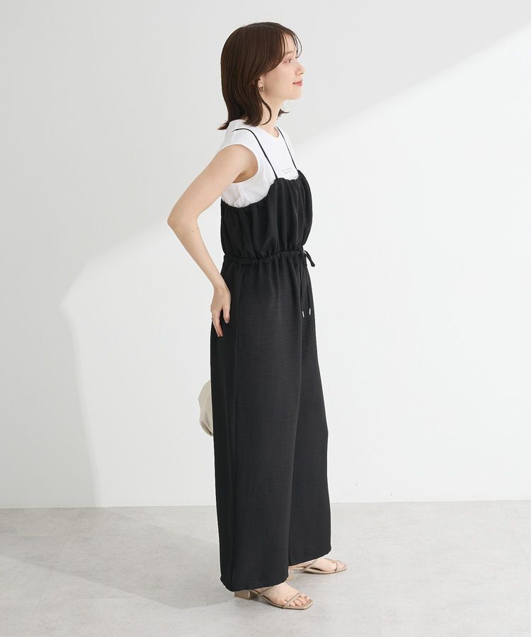 Green Parks「胸元バルーンウエストリボンサロペット」|オールインワン|