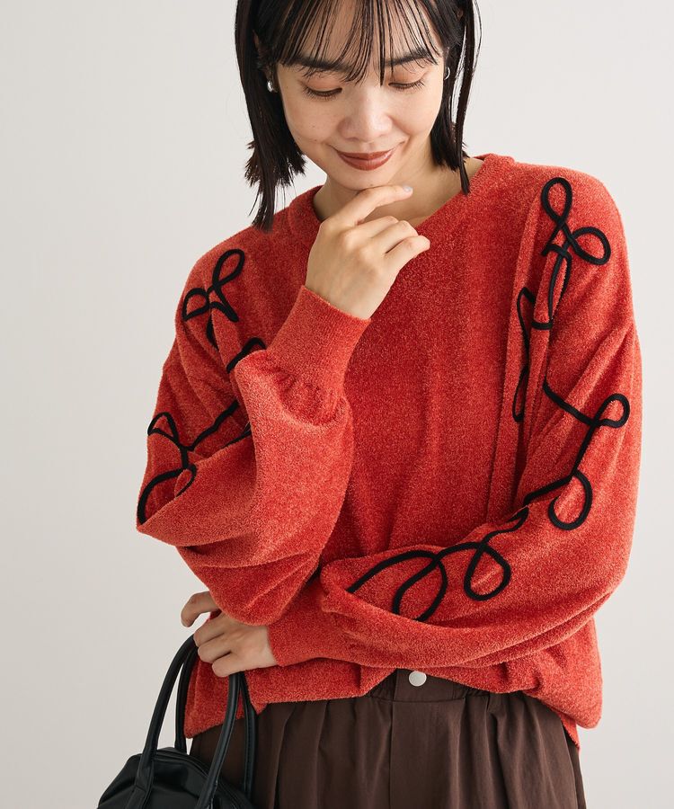 Green Parks「刺繍コードニットプルオーバー」|ニット・セーター|Orange