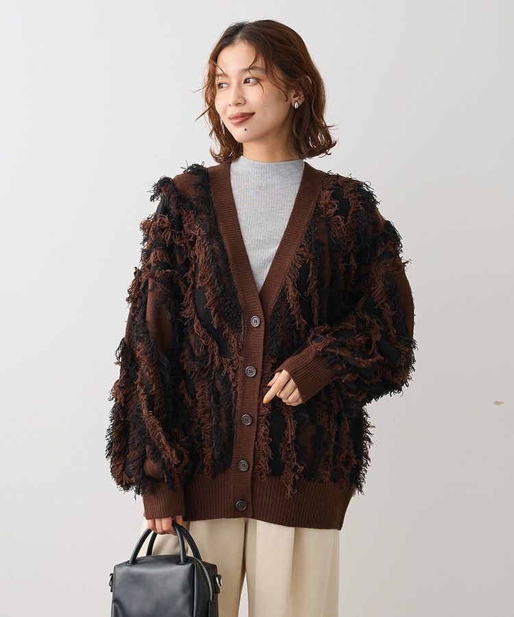 Green Parks「・ELENCARE DUE フリンジジャカードカーディガン」|カーディガン|